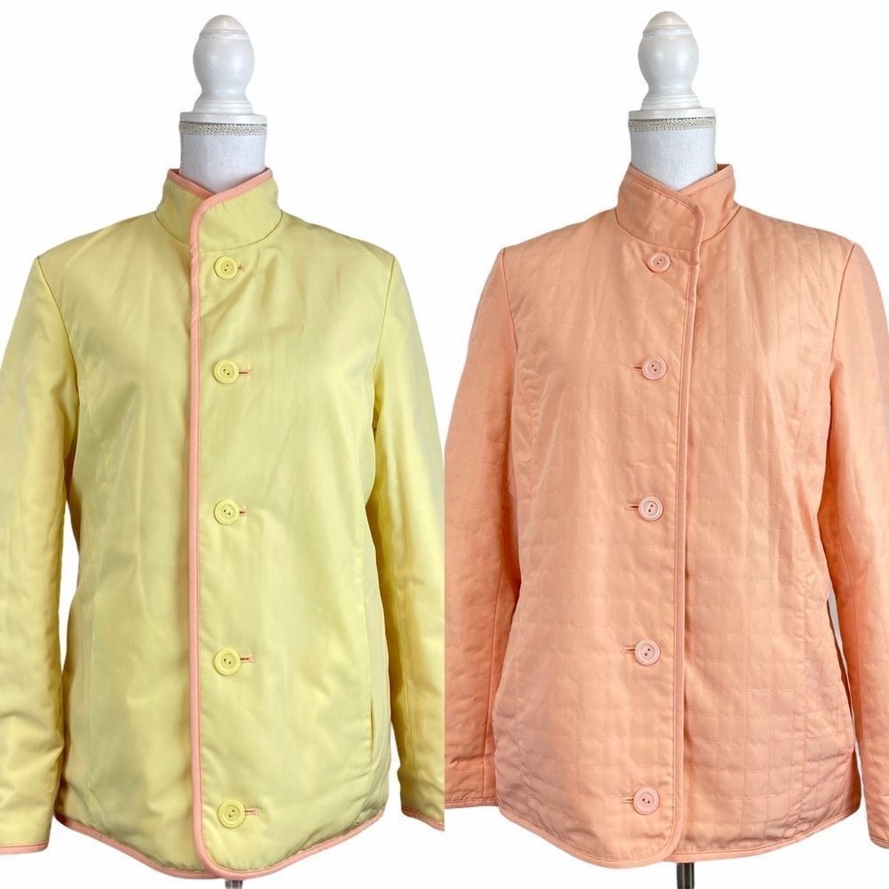 UTEX Reversible Pink/ Yellow Button Down Jacket SP w/ Pockets